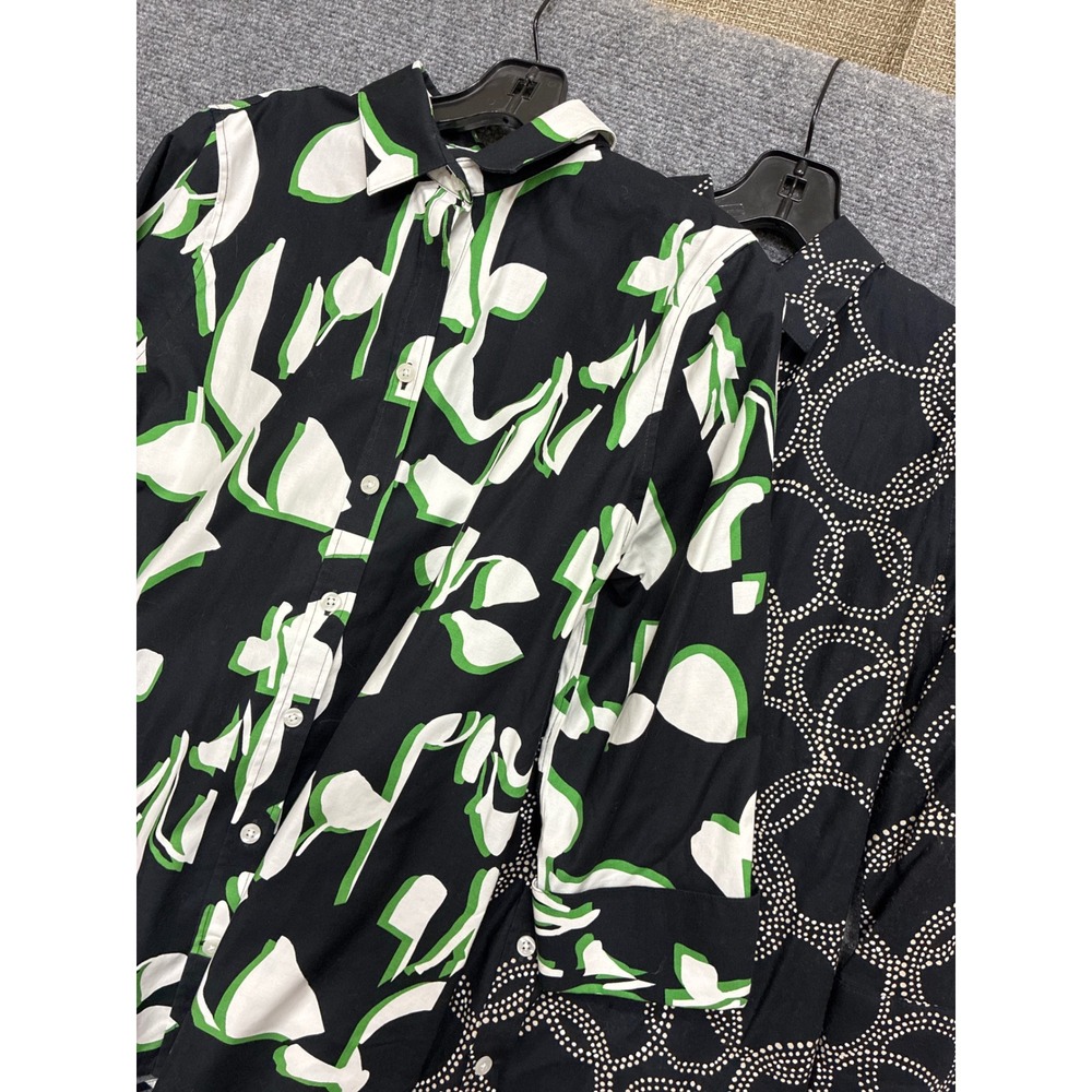 Bundle Chicos 0 Lot Button Down Shirts Small US 4 Black Green Abstract Dotted